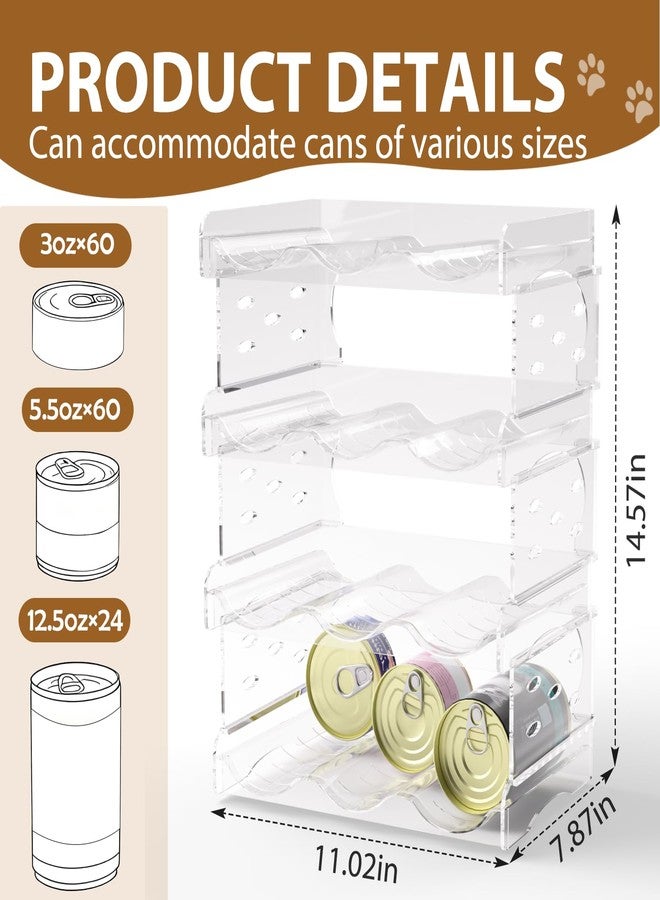 Flenpptly Cat Food Can Organizer, 4-Tier Cat Food Organizer, Transparent Can Organizer for Pantry, Canned Food Organizer Holds 60 (3oz) Cans, Pantry Can Organize (4-Tier) - Image 2