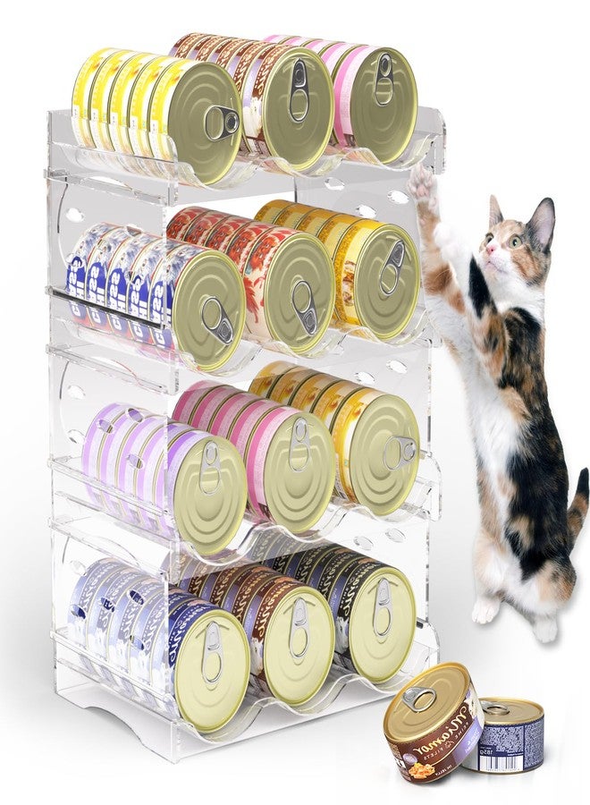 Flenpptly Cat Food Can Organizer, 4-Tier Cat Food Organizer, Transparent Can Organizer for Pantry, Canned Food Organizer Holds 60 (3oz) Cans, Pantry Can Organize (4-Tier) - Image 1