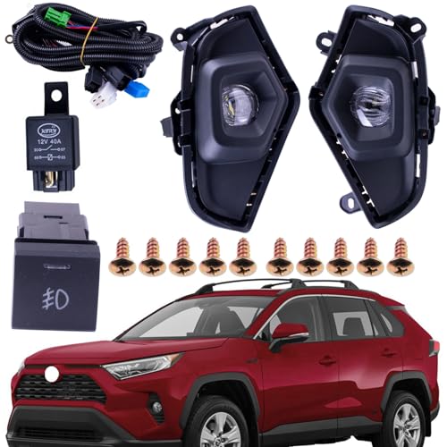 Tiny Force Pair Of LED Fog Lights Lamps Compatible Compatible with Toyota RAV4 2019-2024 With Cover + Switch + Wiring + Bracket Kit ‎Replaces TO1038223 TO1039223 TO1038225 TO1039225 TO2593142 TO2592142 - Image 1