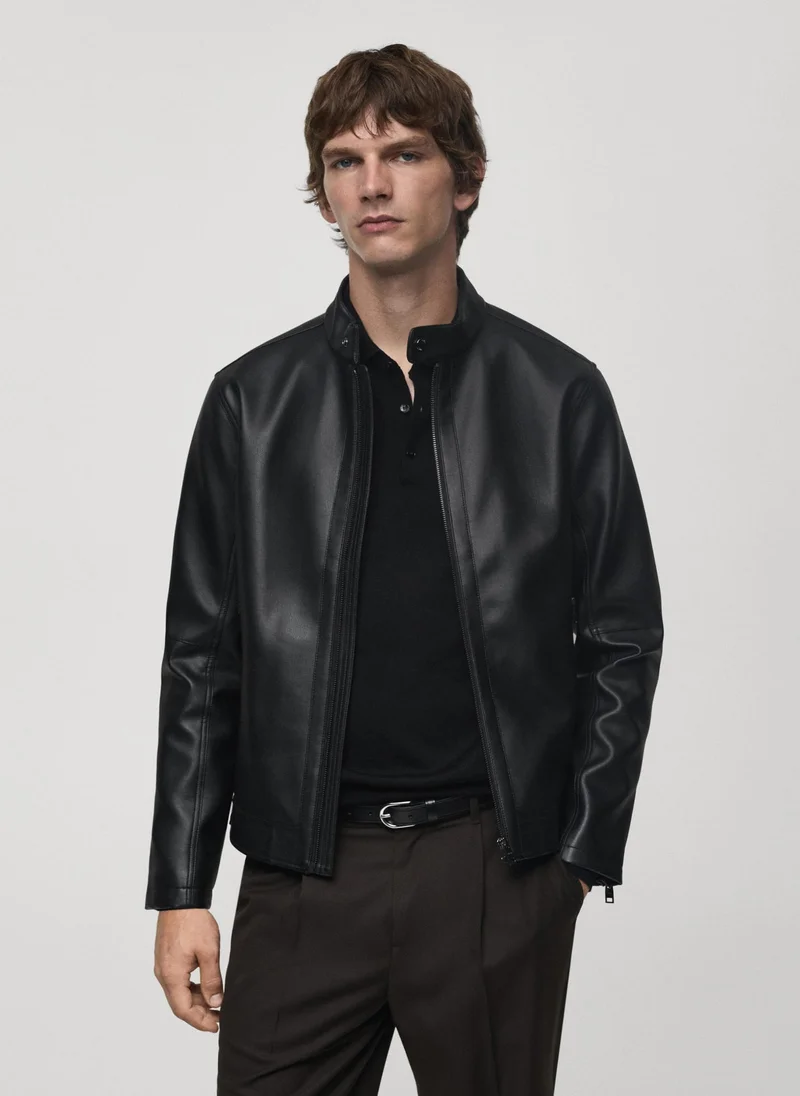 Mango Man Nappa Leather-Effect Jacket