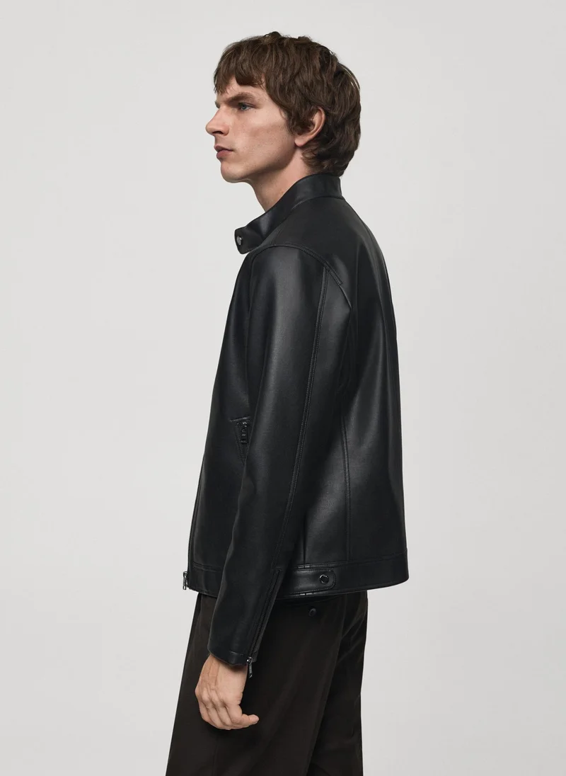 Mango Man Nappa Leather-Effect Jacket
