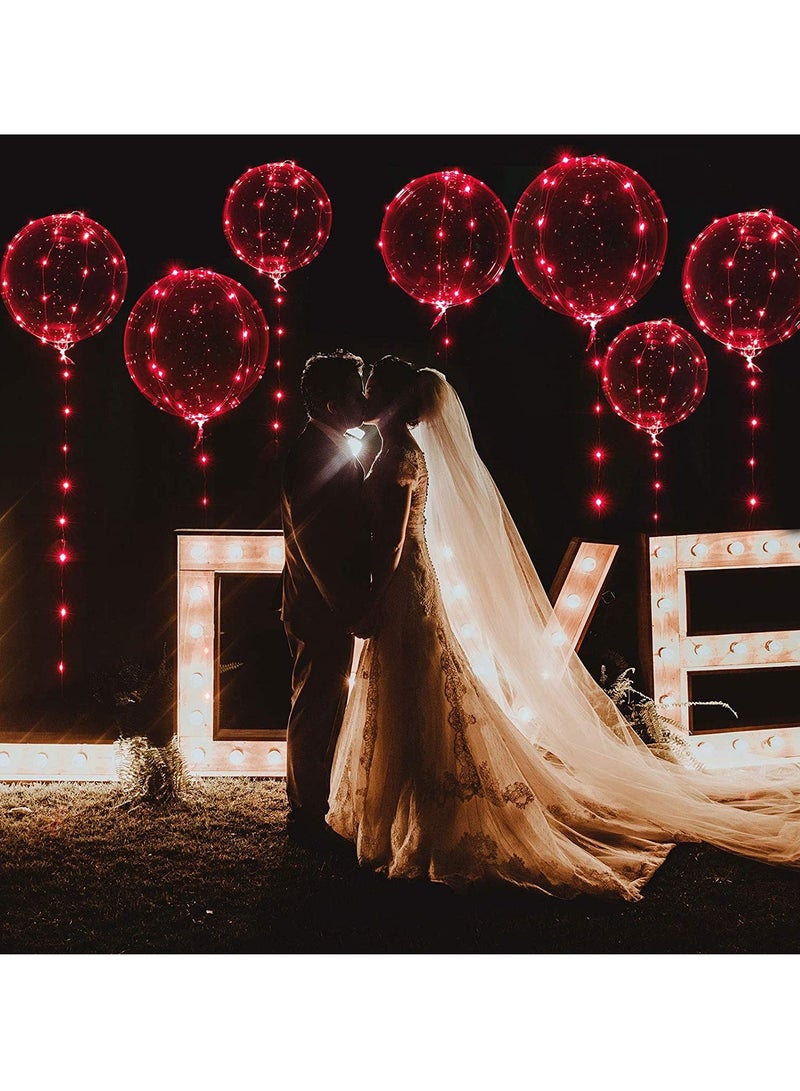 SOLARAE Red LED Light Up BoBo Balloons, Transparent Helium Glowing Balloons with Red LED String Lights, 20" Balloon Decorations for Party Birthday Wedding Festive Red,7 Balloons and 7 String Lights - Image 5