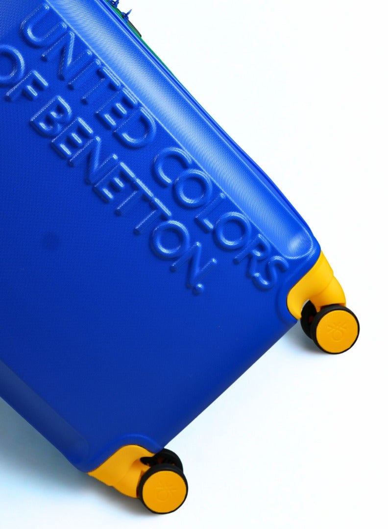 UNITED COLORS OF BENETTON BNTA-203X 24 Inch- Checked Luggage with TSA Lock| Material- Acrylonitrile Butadiene Styrene| Adjustable Trolley Handle | Smooth Dual Wheels 360degree rotate| BLUE - Image 4
