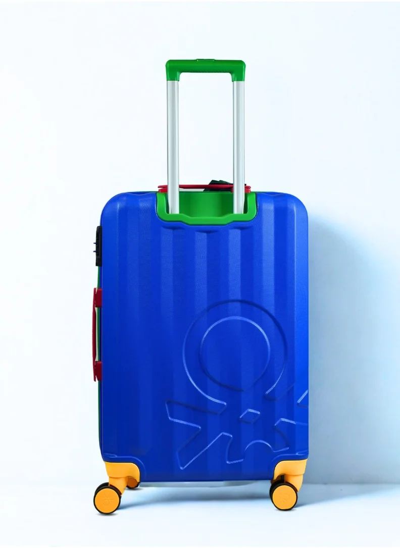 UNITED COLORS OF BENETTON BNTA-203X 24 Inch- Checked Luggage with TSA Lock| Material- Acrylonitrile Butadiene Styrene| Adjustable Trolley Handle | Smooth Dual Wheels 360degree rotate| BLUE