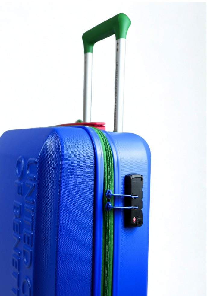 UNITED COLORS OF BENETTON BNTA-203X 24 Inch- Checked Luggage with TSA Lock| Material- Acrylonitrile Butadiene Styrene| Adjustable Trolley Handle | Smooth Dual Wheels 360degree rotate| BLUE - Image 3