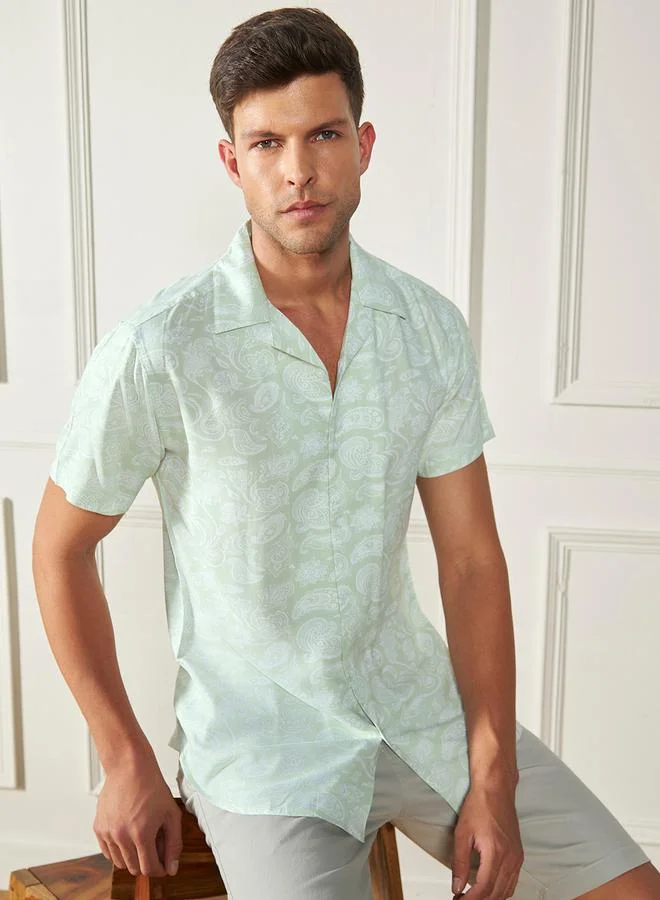 دينيس لينغو Paisley Print Casual Shirt with Button Placket by Styli