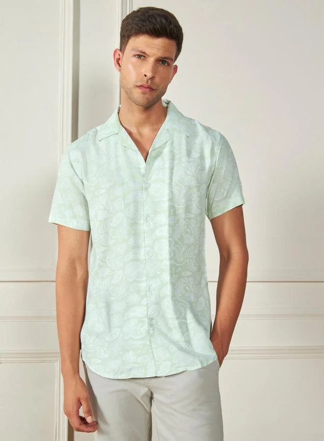 دينيس لينغو Paisley Print Casual Shirt with Button Placket by Styli