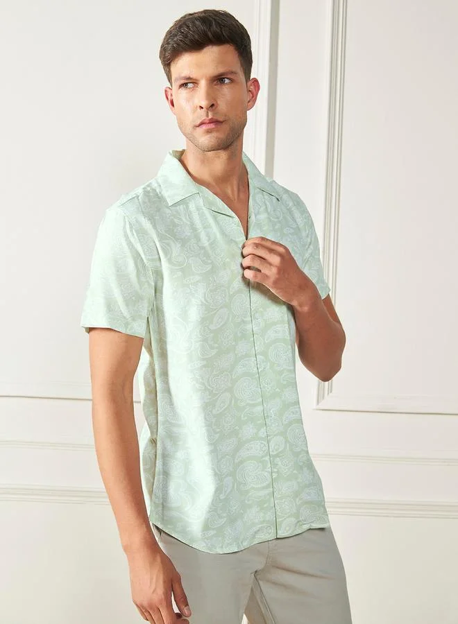 دينيس لينغو Paisley Print Casual Shirt with Button Placket by Styli