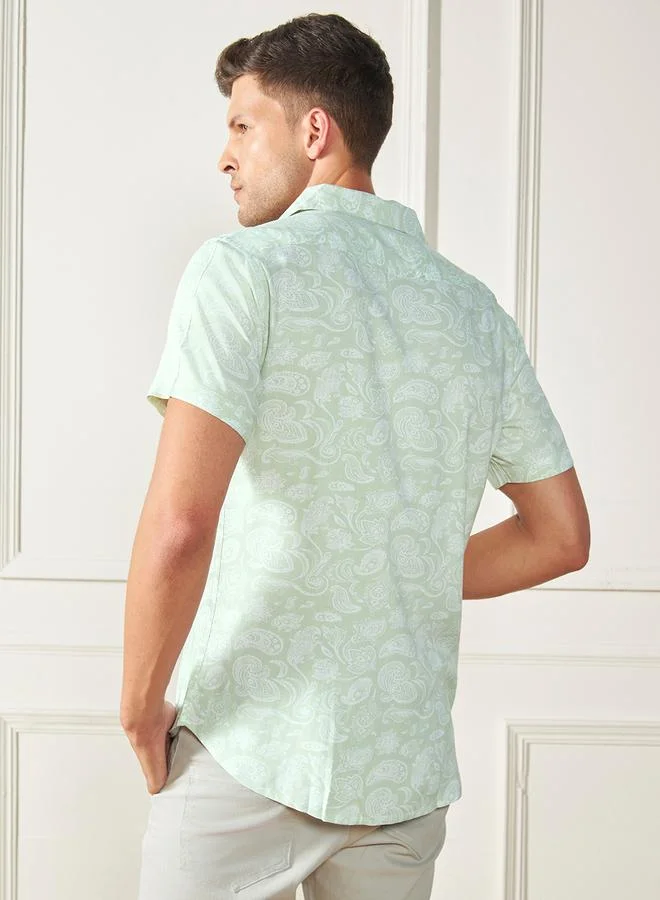 دينيس لينغو Paisley Print Casual Shirt with Button Placket by Styli