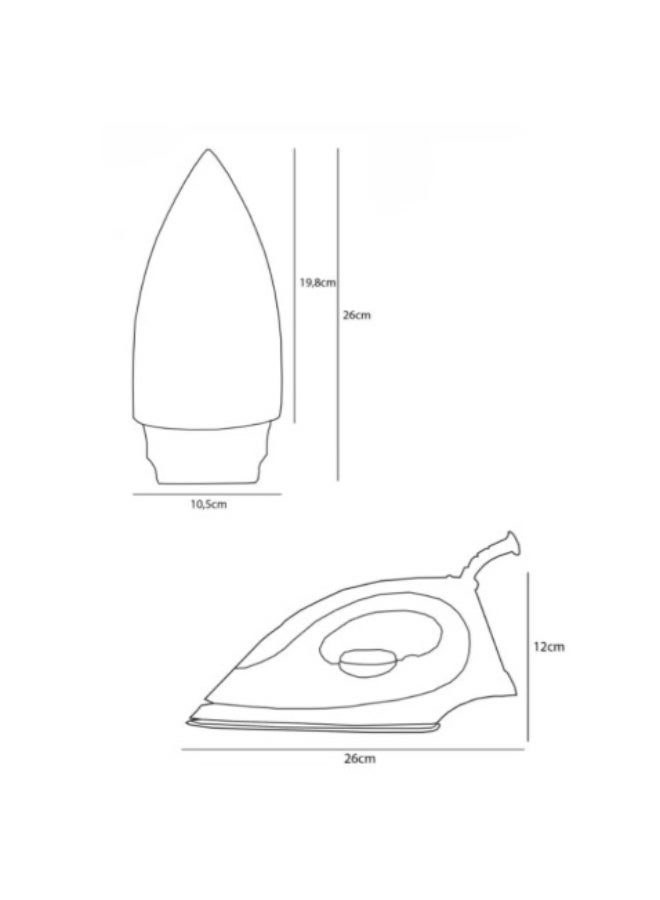 جيهام مكواة كهربائية جافة بقوة 1000 واط، مزودة بقاعدة غير لاصقة وسلك دوار 360 درجة، مع تحكم قابل للتعديل في درجة الحرارة، خفيفة الوزن ومتينة لجميع أنواع الأقمشة. - Image 3