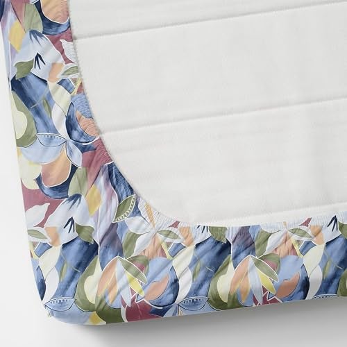 TIB Glace Cotton Elastic Fitted Bedsheets Double Bed 72x78x8 Inches with 2 Pillow Covers, 210TC (Blue Flower) - Image 4