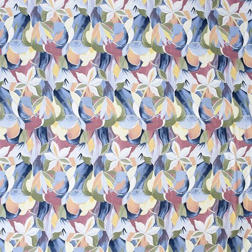TIB Glace Cotton Elastic Fitted Bedsheets Double Bed 72x78x8 Inches with 2 Pillow Covers, 210TC (Blue Flower) - Image 2