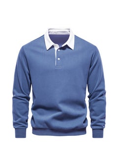 NIBEMINENT Men's Polo Collar Casual Long Sleeved Hoodie  - Image 1
