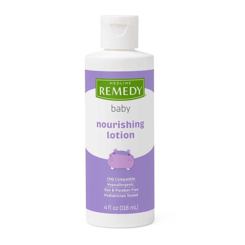 Medline Remedy Baby Nourishing Lotion, Gentle Powder Scent, Hypoallergenic Moisturizer for Delicate Skin, 4 oz., Pack of 60 - Image 1