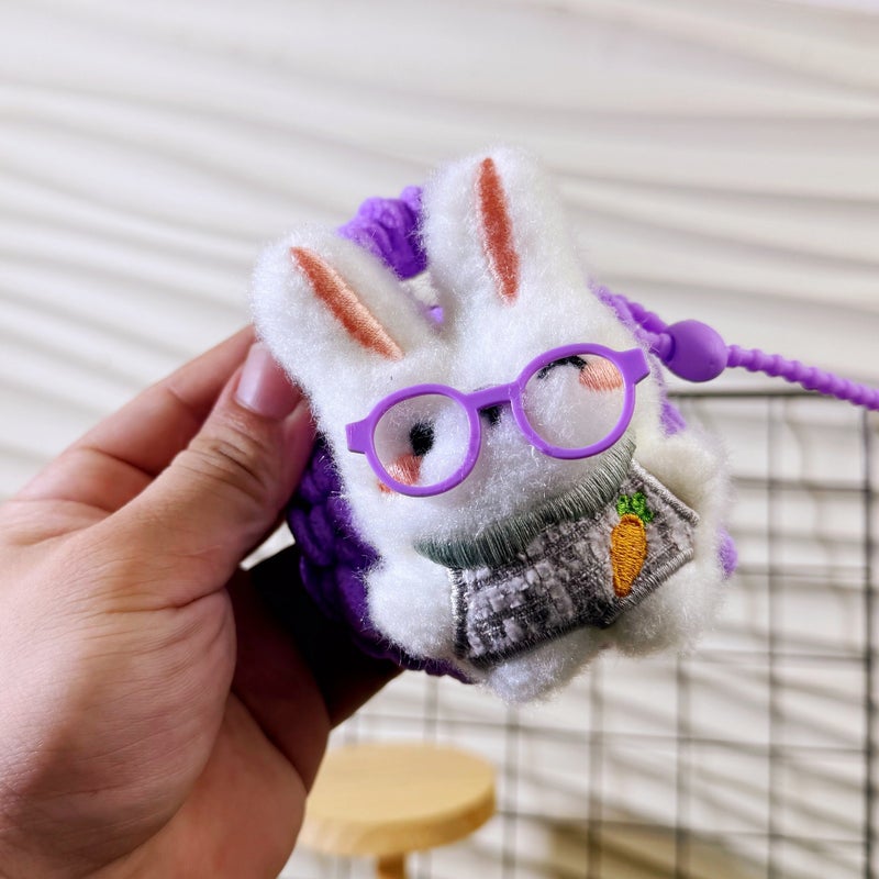 Cute Cartoon Plush Knitted Rabbit Coin Purse with Glasses - Perfect Gift for All Occasions