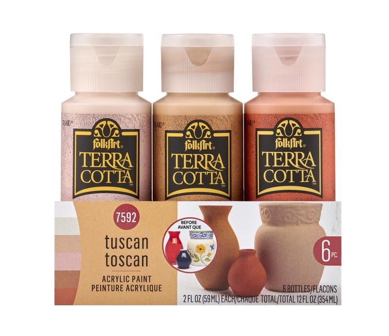 FolkArt Terra Cotta Acrylic Paint Set, Essentials 6 Piece DIY Terra Cotta Acrylic Paint Kit Featuring 6 FolkArt Colors For DIY Indoor & Outdoor Multi-Surface Craft Projects, 7592 - Image 1