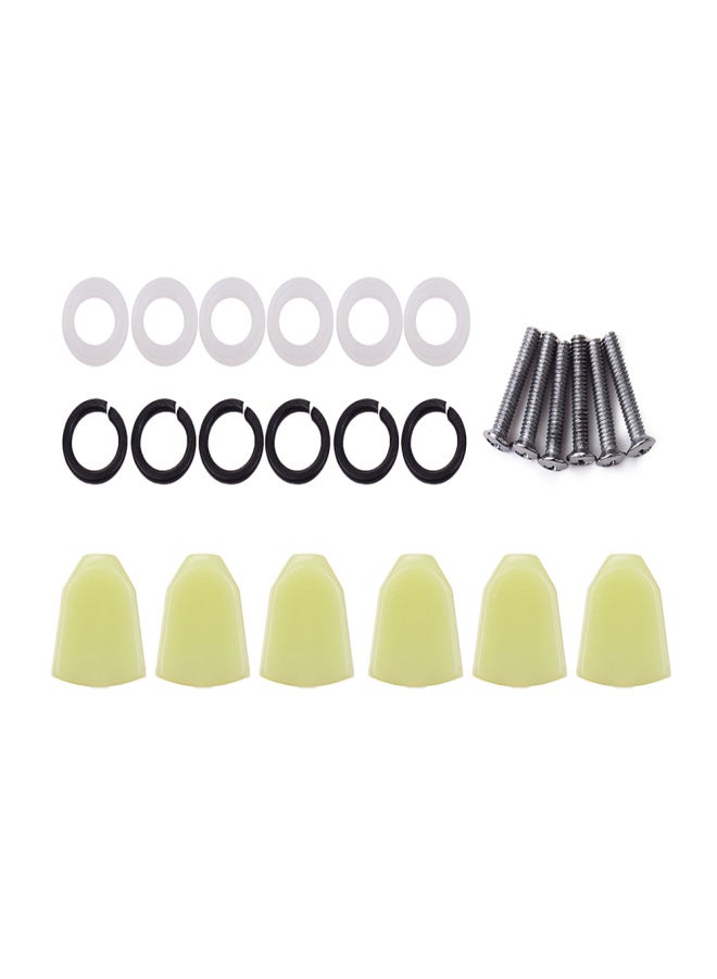 6PCS Tuning Peg Caps Polished Tuner Key Button Cap String Knob Handle with Screws Washer Parts for Acoustic and Electric Guitars Green - Image 1