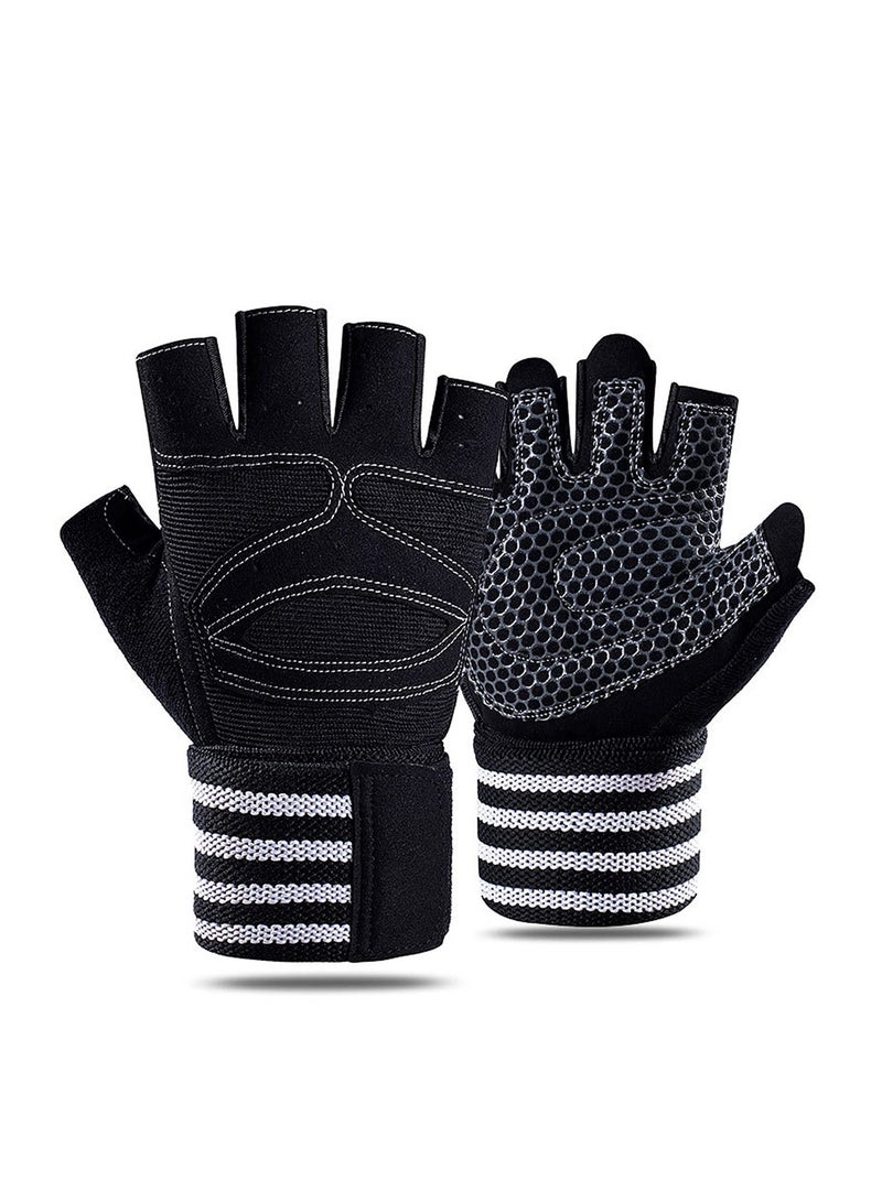 SYOSI قفازات رياضية، قفازات تمرين خفيفة الوزن وجيدة التهوية مع دعم لف المعصم للرجال والنساء، حماية راحة اليد المبطنة بالسيليكون غير القابلة للانزلاق، قفازات تدريب لرفع الأثقال واللياقة البدنية والتعليق والسحب، مقاس كبير - Image 1
