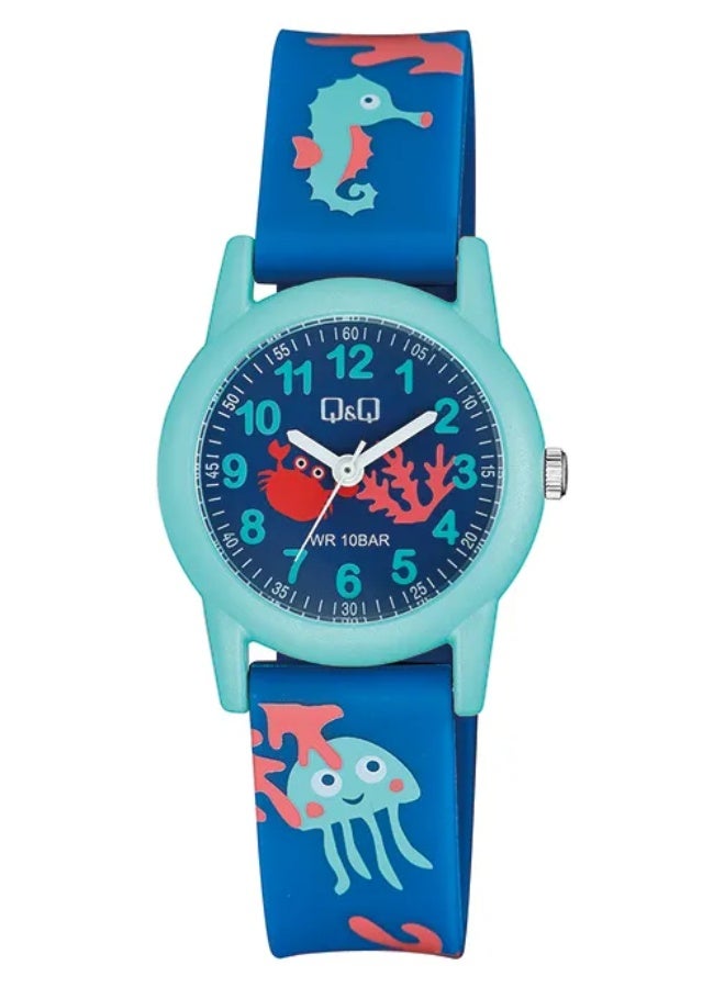 Q&Q Kids Unisex Analog Quartz Watch VR99J017Y with Marine Animals Design, Blue - Image 1