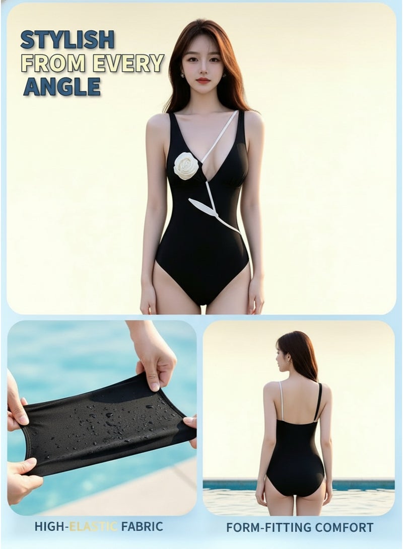 Mark Fairwhale New Fashionable Rose Decorated Deep V One-Piece Swimsuit - Image 5