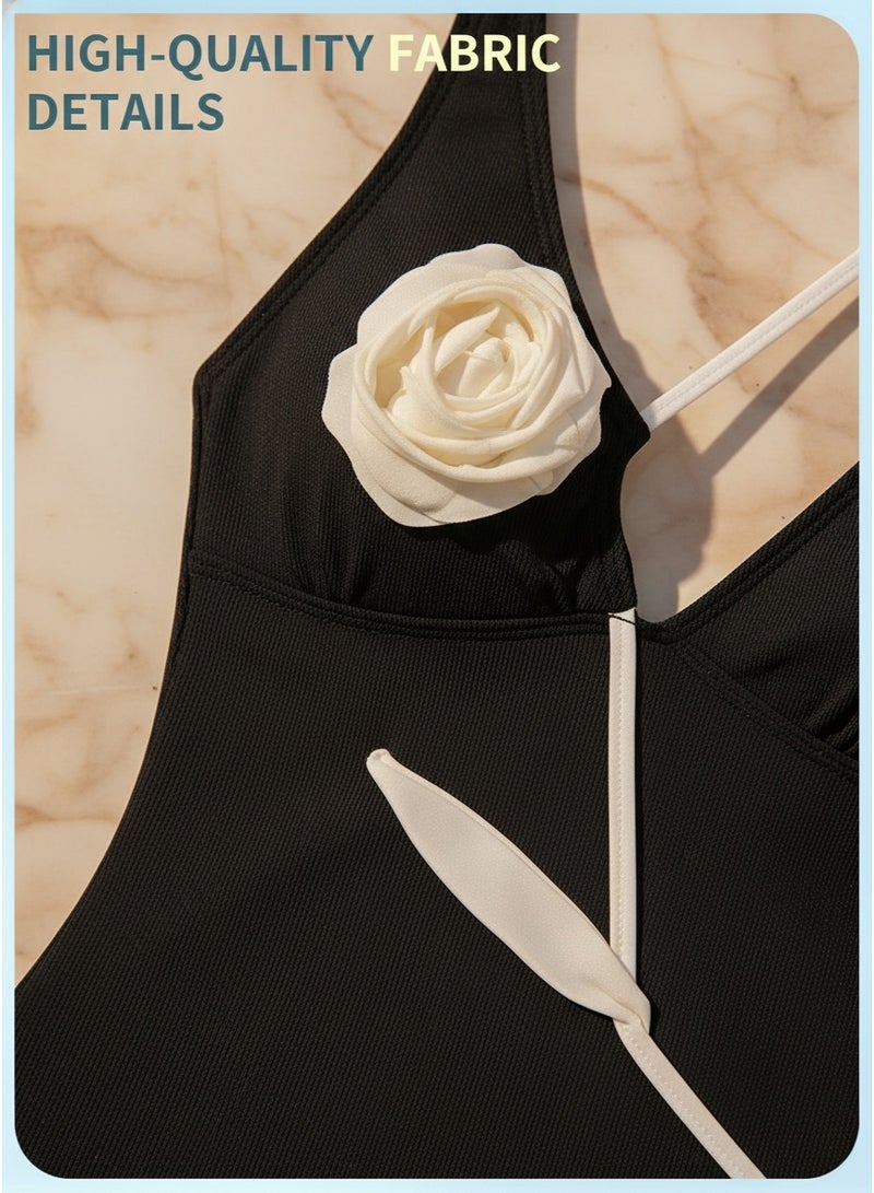 Mark Fairwhale New Fashionable Rose Decorated Deep V One-Piece Swimsuit - Image 4