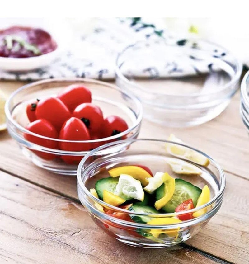 Red-Rubby Set of 6 Pcs Clear Glass Soy Sauce Dipping Bowls Side Dishes for Snack Sushi Fruit Appetizer Dessert. (2.5 Inch 70ML) - Image 2