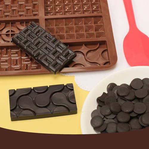 ZTHapwa Chocolate Bar Mold Silicone with 6 Pattern, 2 Pcs 0.3-Inch-Deep Break-Apart Chocolate Molds for Homemade Protein and Energy Bar, Small Silicone Molds for Wax Melts/Candle/Resin, Waffle Shape - Image 5