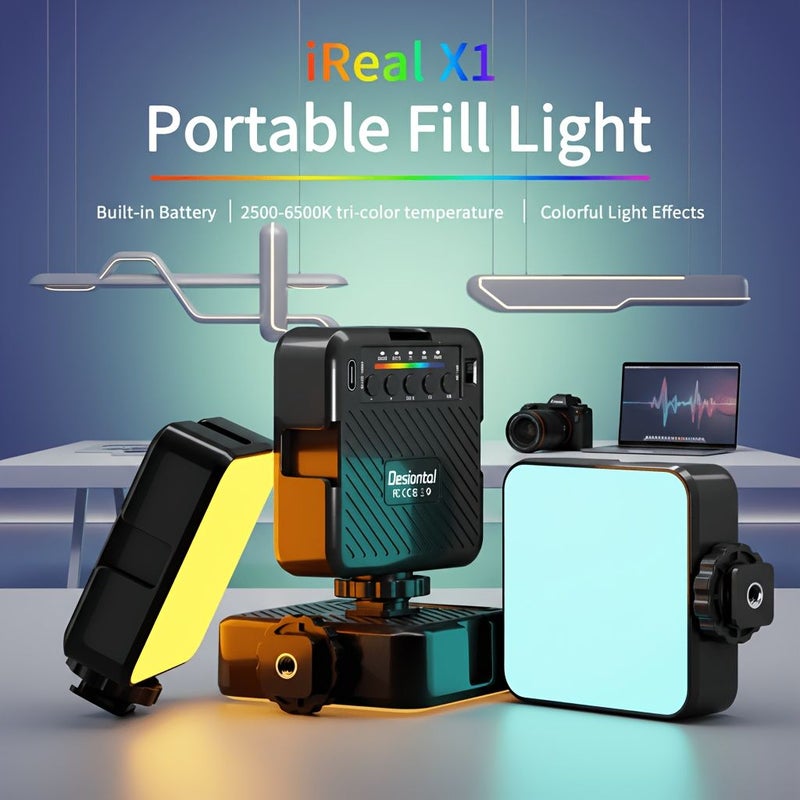 أيريال X1 إضاءة ملء RGB للتصوير الفوتوغرافي بالألوان، مصباح جيب صغير محمول وصغير الحجم، إضاءة ناعمة متوهجة للتجميل مع واجهة تمديد بحجم 1/4 بوصة، مناسبة للتصوير في الإضاءة المنخفضة في الهواء الطلق والبث المباشر عبر الهاتف المحمول وتصوير الطعام، باللون الوردي. - Image 1