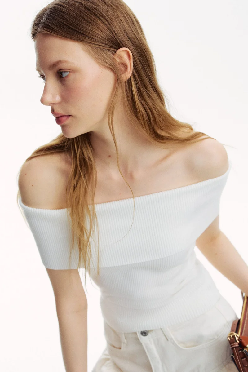 H&M Rib-knit off-the-shoulder top