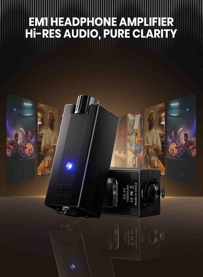 Donner EM1 Portable Analog Headphone Amplifier, Rechargeable in-Ear On-Ear Monitor Amplifier Stereo Headset Earphone Amp, with Volume Control, Audio Booster, XLR, TRS Input, 3.5mm Output Jack, Black - Image 2