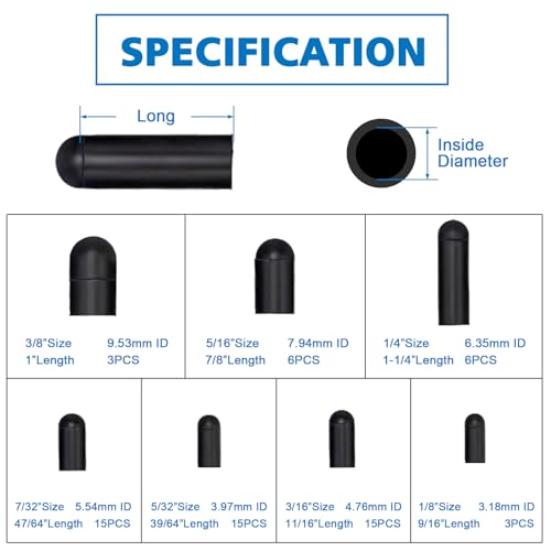 Easily 115PCS Nylon Vacuum Connectors, 63 PCS Assorted Vacuum Plugs Hose End Caps Assortment Kit, Black - Image 3