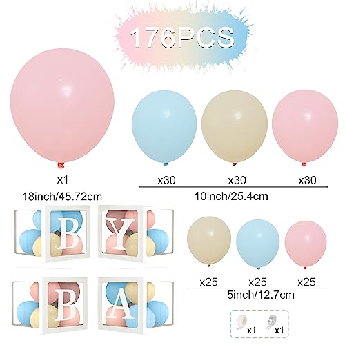 Patimate Gender Reveal Decorations Party Set - 176pcs Pink and Blue Balloons Arch Kit, Baby Box with Letters for Gender Reveal Decor Party Supplies Boy or Girl Baby Shower Revelacion Genero Backdrop - Image 3