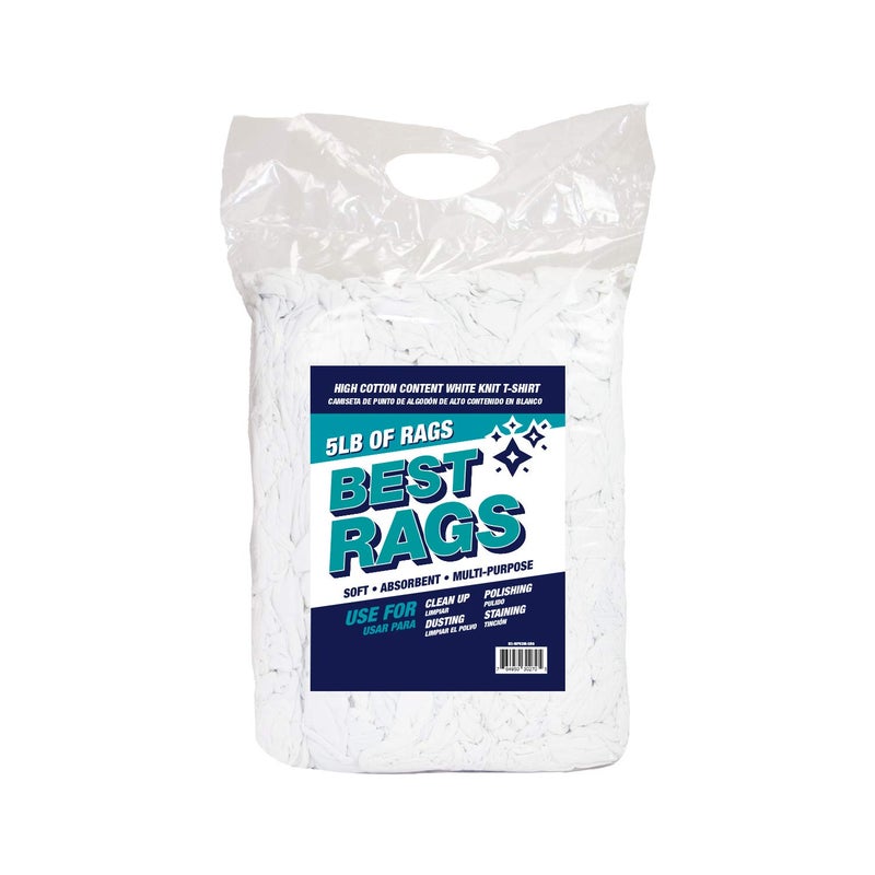 Arkwright, LLC Arkwright Tshirt Bag of Rags - 5 lb Bag - Low Lint, Streak-Free Multipurpose Professional Cotton Cleaning Cloths for Stain, Paint, Wood, and Grease, White - Image 1