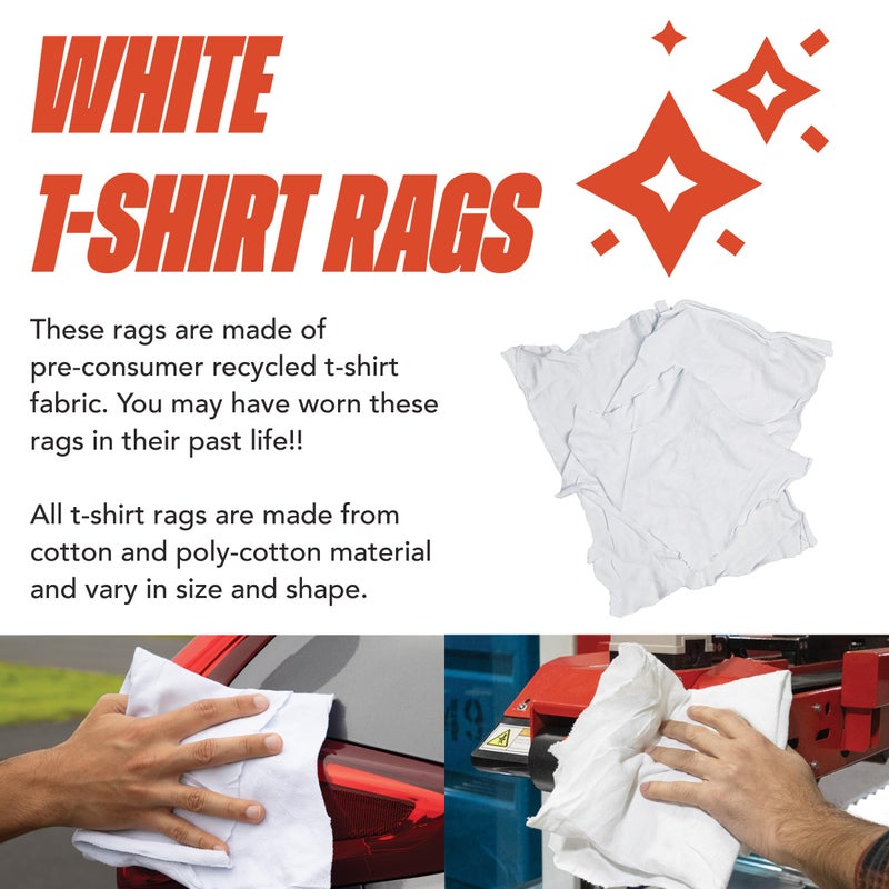 Arkwright, LLC Arkwright Tshirt Bag of Rags - 5 lb Bag - Low Lint, Streak-Free Multipurpose Professional Cotton Cleaning Cloths for Stain, Paint, Wood, and Grease, White - Image 4