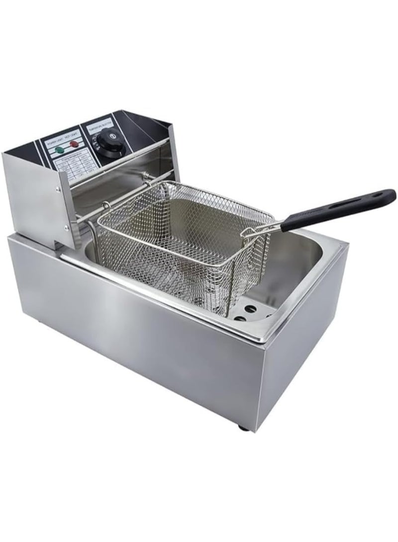 DENX DX1796 Stainless Steel Deep Fryer | 2500W Commercial-Grade | Detachable Tank & Safety Lid | Temperature Indicator Light | Home & Professional Kitchen Fryer for French Fries, Chicken, Shrimp & More - Image 1