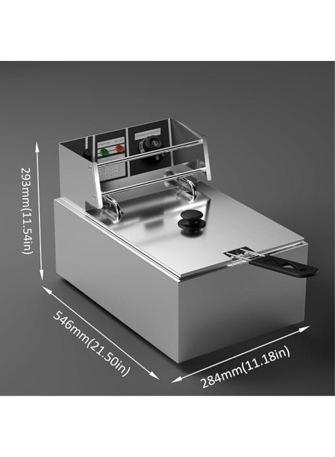 DENX DX1796 Stainless Steel Deep Fryer | 2500W Commercial-Grade | Detachable Tank & Safety Lid | Temperature Indicator Light | Home & Professional Kitchen Fryer for French Fries, Chicken, Shrimp & More - Image 2