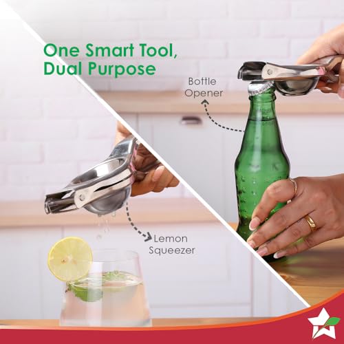 Wonderchef Ambrosia Lemon Squeezer with Bottle Opener | Food-grade Stainless-steel | Citrus Juicer | Kitchen Tool | Sturdy and Comfortable Grip | Compact Design | Dishwasher Safe | 1-Year Warranty - Image 4