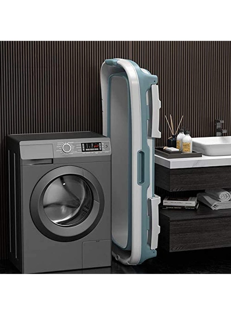 DubaiGallery Portable Adult Folding Bathtub Blue Large Shower Bucket with Cover - Image 4