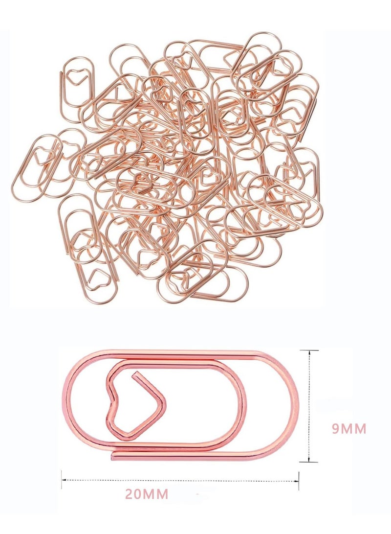 SYOSI 150 Pcs Cute Paper Clips Heart-shaped Wedding Decorative Mini Smooth Steel Wire Heart Shaped Paperclips Bookmark for Office School Student (Rose Gold 2*0.9cm) - Image 5
