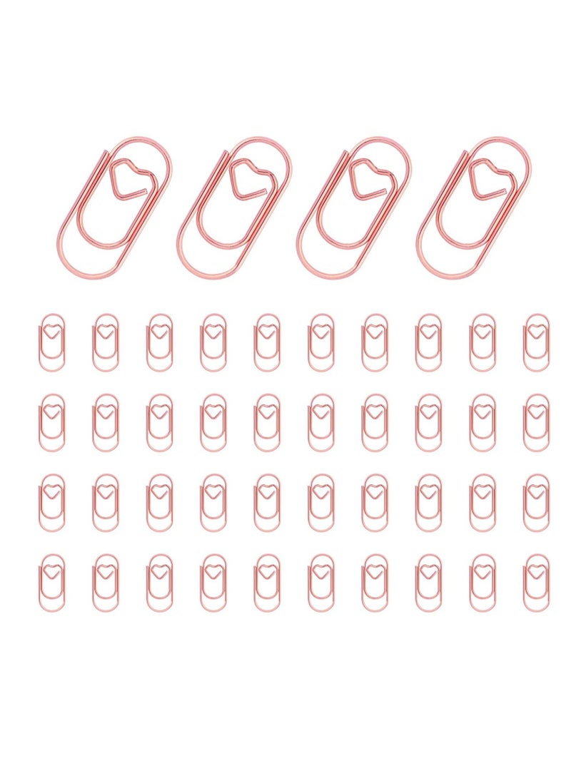 SYOSI 150 Pcs Cute Paper Clips Heart-shaped Wedding Decorative Mini Smooth Steel Wire Heart Shaped Paperclips Bookmark for Office School Student (Rose Gold 2*0.9cm) - Image 1