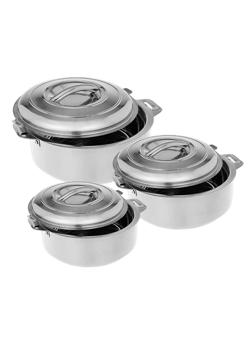 National 3-Piece Stainless Steel Casserole Set with Steel Lids  - Image 1