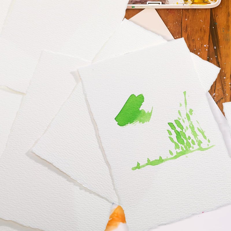 Artibetter Cold Pressed Watercolor Paper Pad 300gsm 4x6 Inch Deckled Border 25 Sheets Artist Drawing Supplies Textured Paper for Watercolor Painting and Sketching - Image 5