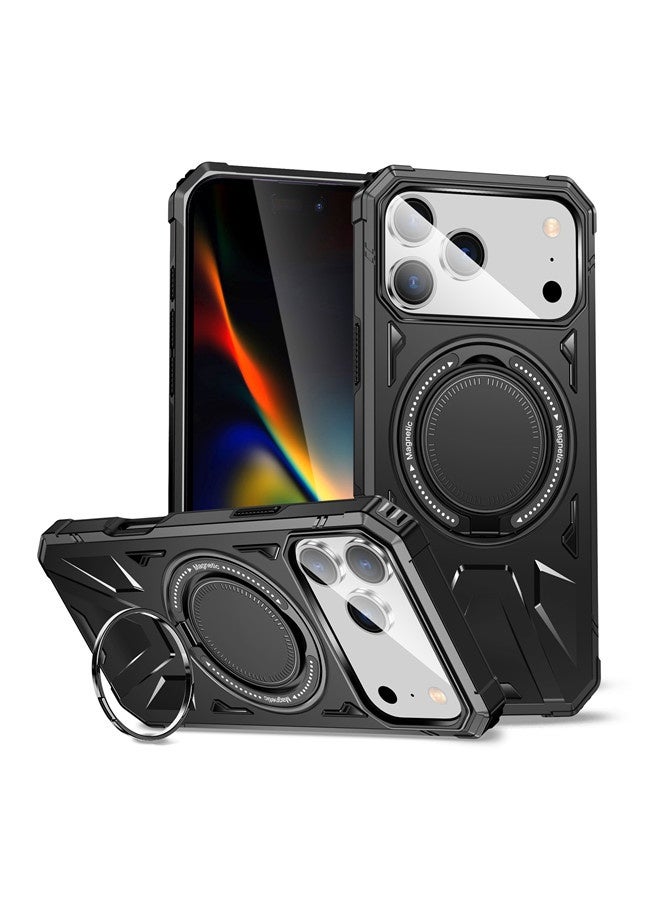 iPhone 17 Pro Case Full-coverage Phone Case Military-Grade Drop Protection iPhone 17 Pro Cover，Magnetic Mount Phone Case Dual-Layer Protection Reinforced Corners Drop-Proof Design-Black - Image 1