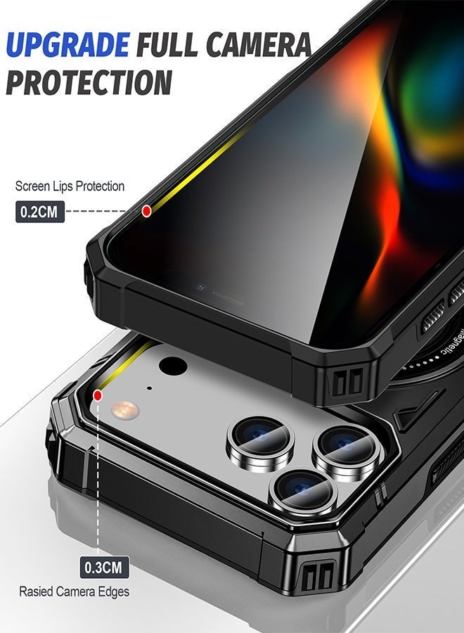 iPhone 17 Pro Case Full-coverage Phone Case Military-Grade Drop Protection iPhone 17 Pro Cover，Magnetic Mount Phone Case Dual-Layer Protection Reinforced Corners Drop-Proof Design-Black - Image 4