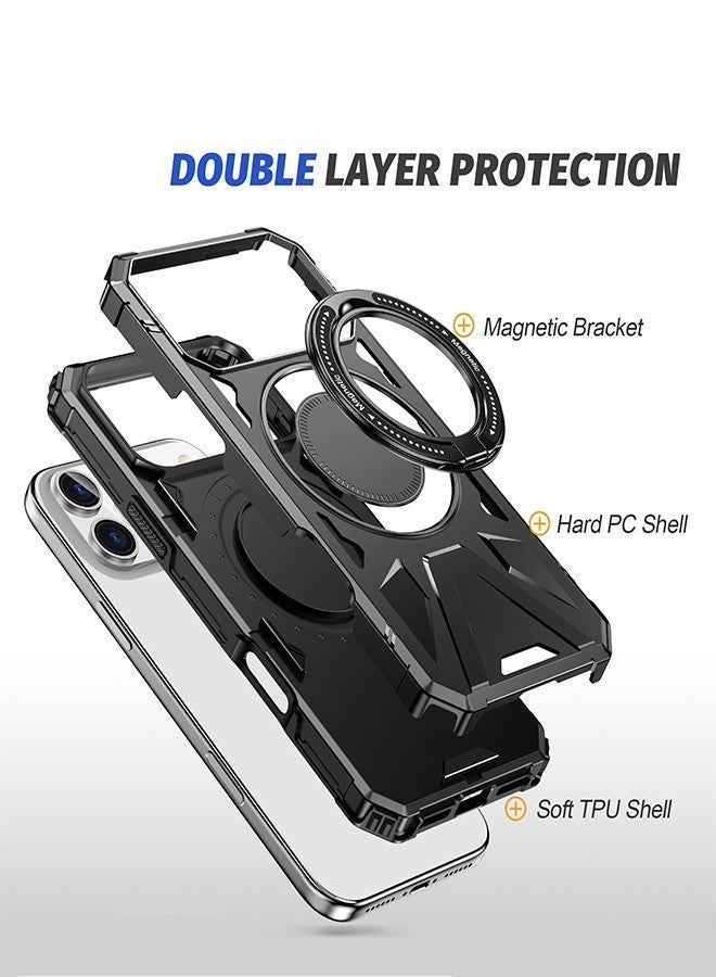 iPhone 17 Pro Case Full-coverage Phone Case Military-Grade Drop Protection iPhone 17 Pro Cover，Magnetic Mount Phone Case Dual-Layer Protection Reinforced Corners Drop-Proof Design-Black - Image 3