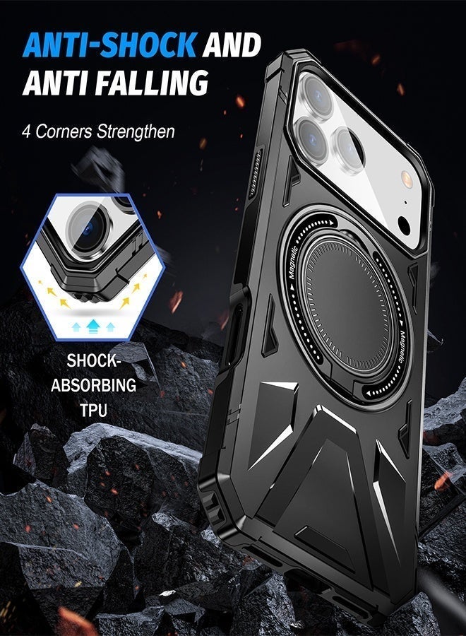 iPhone 17 Pro Case Full-coverage Phone Case Military-Grade Drop Protection iPhone 17 Pro Cover，Magnetic Mount Phone Case Dual-Layer Protection Reinforced Corners Drop-Proof Design-Black - Image 5