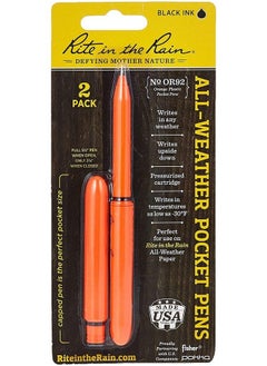 Rite in the Rain Allweather Edc Pen Orange Pokka 2Pack Black 0.9Mm Ink Fine Point (No. Or92)  - Image 2