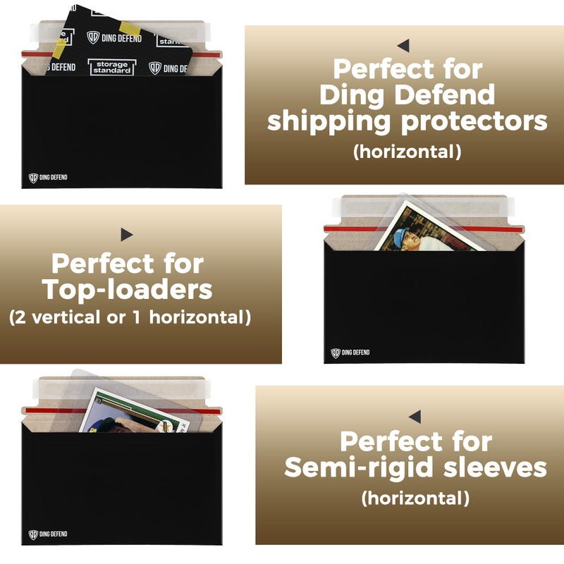 Storage Standard Card Shipping Envelopes 110 Pack - 7 x 4.35 Inches Trading Cards Self-Adhesive Black Mailers, Perfect Fit for Ding Defend Protectors Semi-Rigid Sleeves & Toploaders - Hobby Mailing Supplies - Image 2