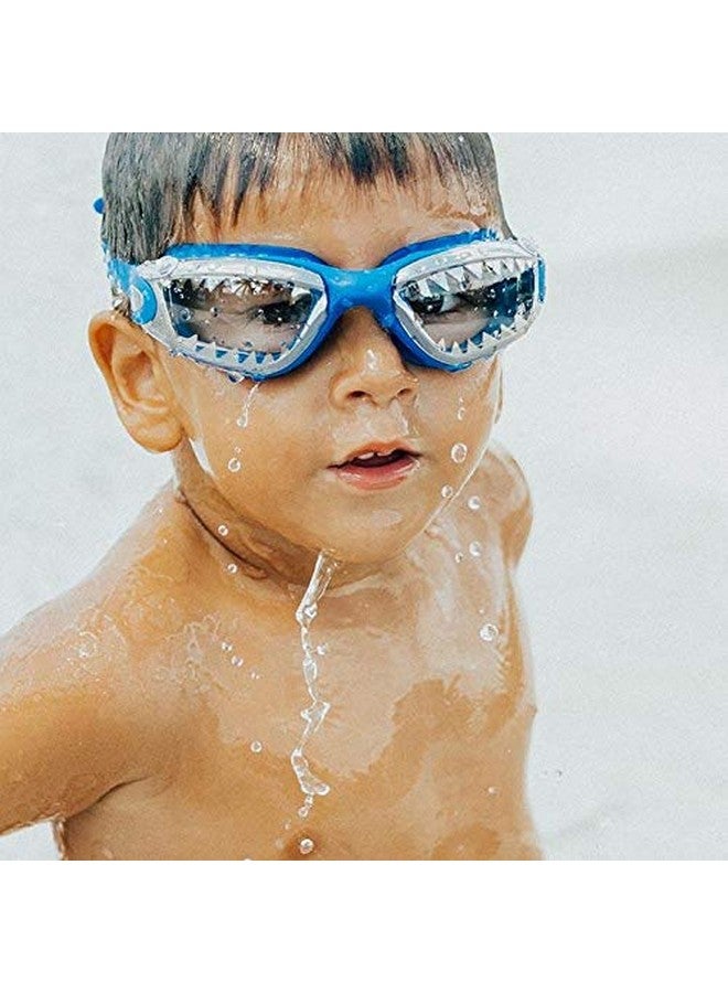 Bling 2O نظارات سباحة للأولاد بلينغ2O باللون الأزرق الملكي مع أسنان سمكة القرش مع حماية من الأشعة فوق البنفسجية (للأعمار 5+ وما فوق) خالية من اللاتكس 100% من مادة السيليكون تشمل حماية ضد الضباب وغطاء واقي صلب قابل للتعديل. - Image 3