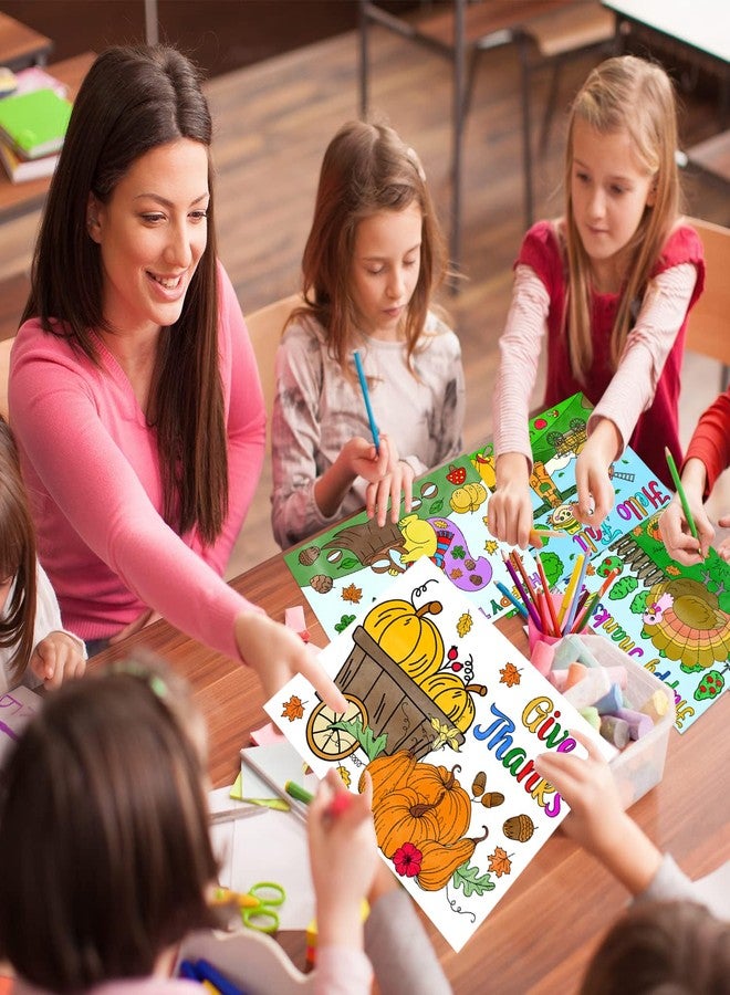 JUESMOS 16pcs Thanksgiving Coloring Placemats for Kids 2-Sided 11"x14" Disposable Fall Pumpkin Placemats Thanksgiving Paper Table Mats for Thankful Happy Thanks Giving Party Table Decortions 4 Styles - Image 5